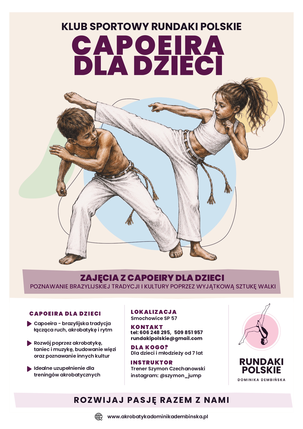 Plakat – Capoeira dla dzieci Rundaki Polskie