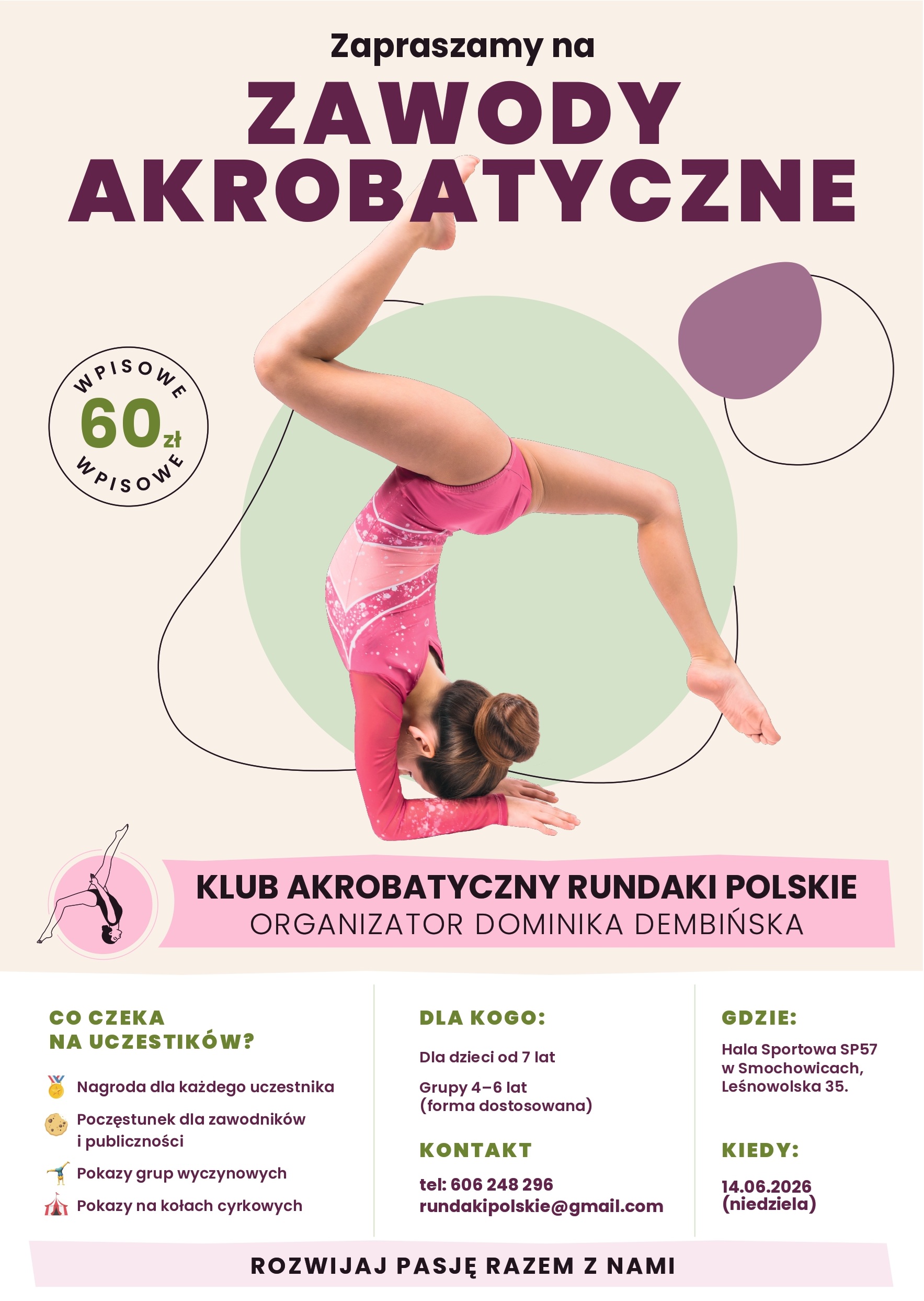 Plakat klubowych zawodów gimnastycznych